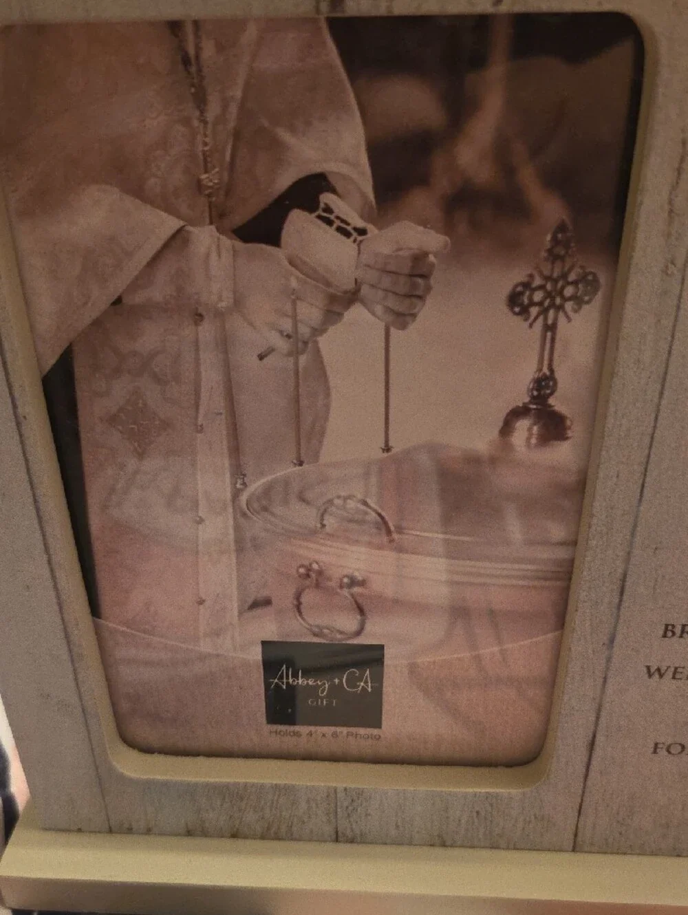 Baptism Blessing Picture Frame – White Wood Finish